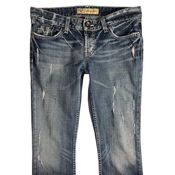 Buckle BKE Sabrina Boot Leg Jeans Size 28 (actual 32 x 29) Lowrise Distressed - Picture 5 of 13